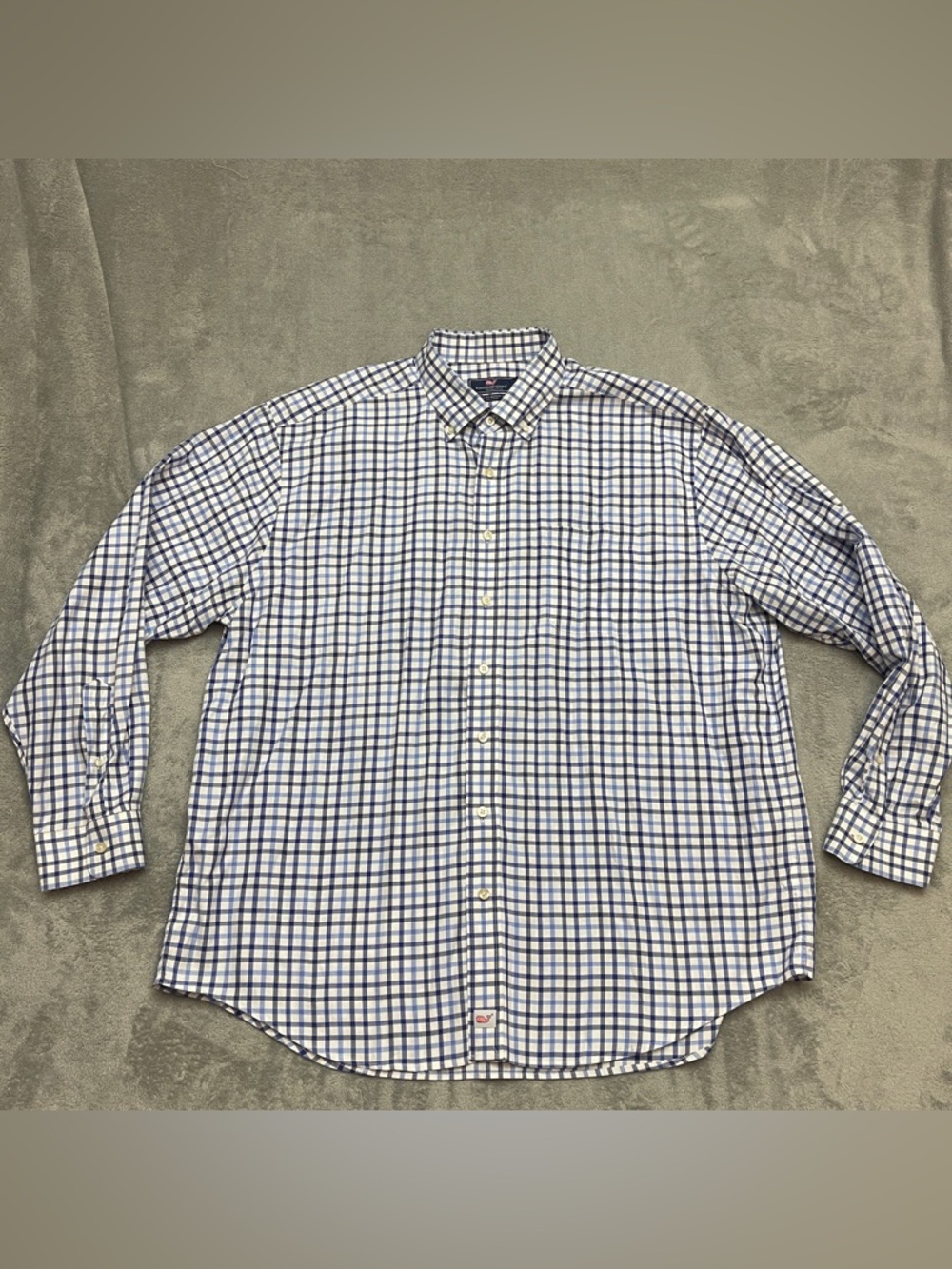 Vineyard Vines Mens XXL Blue Classic Fit Murray Shirt 100% Cotton Whale Logo